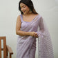 Rajwada Lavender Organza Mirror Work Saree With Unstitched Blouse For Women