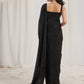 Rajwada Black Organza Solid Ready To Wear Saree With Stitched Blouse For Women