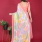 Rajwada Peach Silk Blend Printed Saree For Women