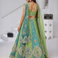 Rajwada Green Georgette Tissue Embroidered Semi-Stitched Lehenga For Women