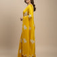 Rajwada Yellow Organza Embroidered And Cutwork Solid Saree For Women