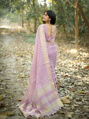 Rajwada Lavender Silk Blend Woven Saree For Women