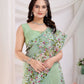 Rajwada Sea Green Net Embroidered Elegant Saree For Women