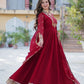 Rajwada Maroon Georgette Embroidered Stitched Gown With Dupatta For Women