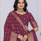 Rajwada Beige And Purple Silk Blend Printed Semi-Stitched lehenga For Women