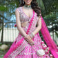 Rajwada Pink Georgette Embellished Semi Stitched Lehenga For Women