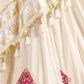 Rajwada Off White Viscose Rayon Rabari Work Semi-Stitched lehenga With Stunning Tassels For Women