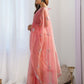 Rajwada Peach Net Sequins Embroidered Saree With Unstitched Blouse For Women