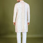 Rajwada White Viscose Rayon Embroidered Stitched Kurta For Men