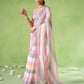 Rajwada Multicolour Cotton Linen Solid Printed Saree For Women