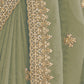 Rajwada Green Georgette Crush Embellished Elegant Saree For Women