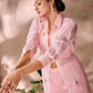 Rajwada Pink Organza Embroidered Stitched Co-Ord Set For Women