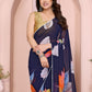 Rajwada Blue Georgette Printed Saree For Women