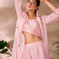 Rajwada Pink Organza Embroidered Stitched Co-Ord Set For Women
