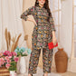 Rajwada Black Rayon Floral Printed Semi-Stitched Co-Ord Set For Women