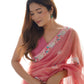 Rajwada Peach Net Sequins Embroidered Saree With Unstitched Blouse For Women