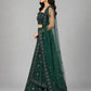 Dark Green Net Embellished Lehenga