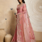 Rajwada Peach Chiffon Embroidered Saree For Women