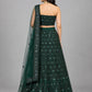 Dark Green Net Embellished Lehenga