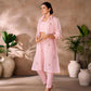 Rajwada Pink Organza Embroidered Stitched Co-Ord Set For Women