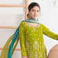 Rajwada Lime Green Chinon Embellished Semi Stitched Kurta Set For Women