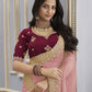 Rajwada Pink Georgette Crush Embellished Elegant Saree For Women