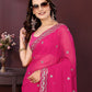 Rajwada Pink Georgette Solid Saree For Women