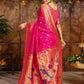 Rajwada Dark Pink Silk Blend Woven Pithani Saree For Women