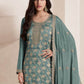 Rajwada Green Jacquard Embroidered Semi Stitched Kurta Set For Women