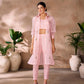 Rajwada Pink Organza Embroidered Stitched Co-Ord Set For Women