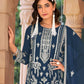 Rajwada Blue Organza Embroidered Semi-Sitched Kurta Set For Women
