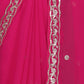 Rajwada Pink Georgette Solid Saree For Women