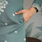 Rajwada Green Viscose Silk Embroidered Stitched Kurta For Men