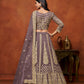 Rajwada Purple Net Embroidered Semi-Stitched lehenga For Women