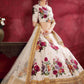 Rajwada Off-White Art Silk Printed Semi-Stitched lehenga For Women