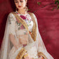 Rajwada Off-White Art Silk Printed Semi-Stitched lehenga For Women