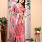 Rajwada Pink Cotton Linen Woven Printed Saree For Women