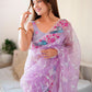 Rajwada Light Lavender Organza Embroidered Solid Saree For Women