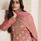 Rajwada Mauve Jacquard Embroidered Semi Stitched Kurta Set For Women
