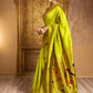 Rajwada Lime Green Silk Blend Woven Pithani Saree For Women