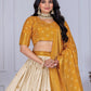 Rajwada Beige And Yellow Silk Blend Printed Semi-Stitched lehenga For Women