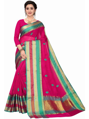 Rajwada Pink Silk Blend Embellished Saree For Women