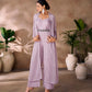 Rajwada Lavender Organza Embellished Stitched Jumpsuit For Women