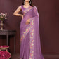 Rajwada Lavender Georgette Solid Saree For Women
