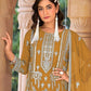 Rajwada Mustard Organza Embroidered Semi-Sitched Kurta Set For Women