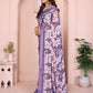 Rajwada Purple Georgette Floral Print Saree For Women