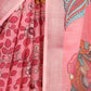Rajwada Pink Cotton Linen Woven Printed Saree For Women