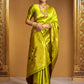 Rajwada Lime Green Silk Blend Woven Pithani Saree For Women