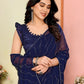 Rajwada Navy Blue Georgette Embellished Saree For Women
