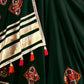 Rajwada Dark Green Viscose Rayon Rabari Work Semi-Stitched lehenga With Stunning Tassels For Women